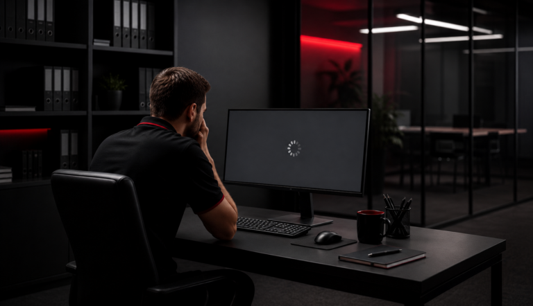 Collaborateur confronté au coût d’une panne informatique